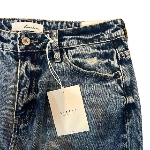 NWT Kancan Collie Super‎ High Rise Distressed Frayed Hem Mom Jeans Size 7/27 - Picture 13 of 16